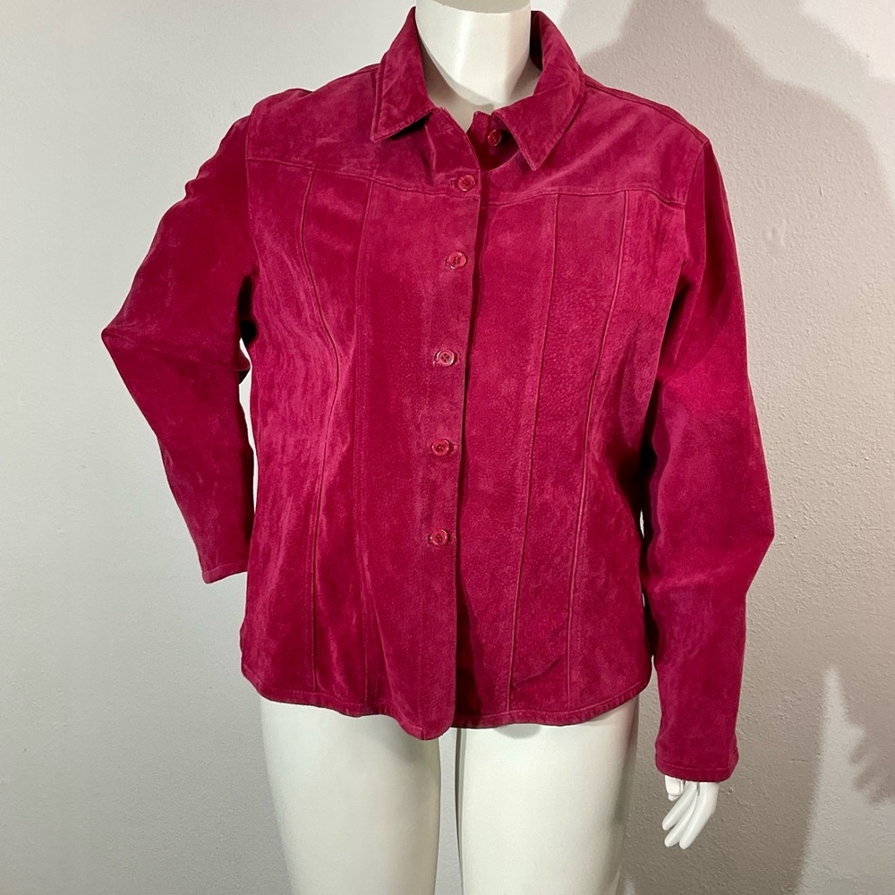 Live a Little Button Front Suede Leather Long Sleeve Shirt sz 2X